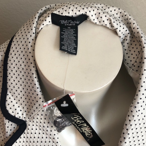 Women’s Bob Mackie Studio White Polkadot Blazer,18 - Picture 4 of 5
